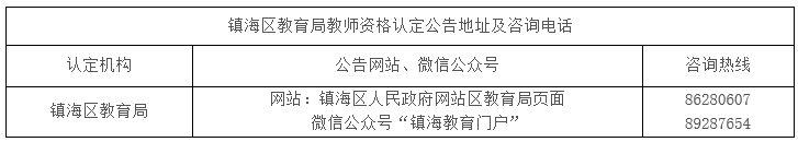 2021下半年浙江寧波鎮(zhèn)海區(qū)教師資格認(rèn)定公告！